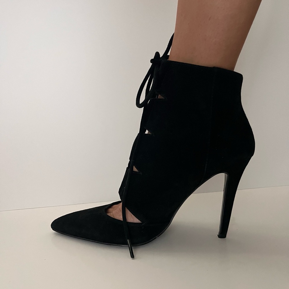 Aldo black suede bootie size 8.5